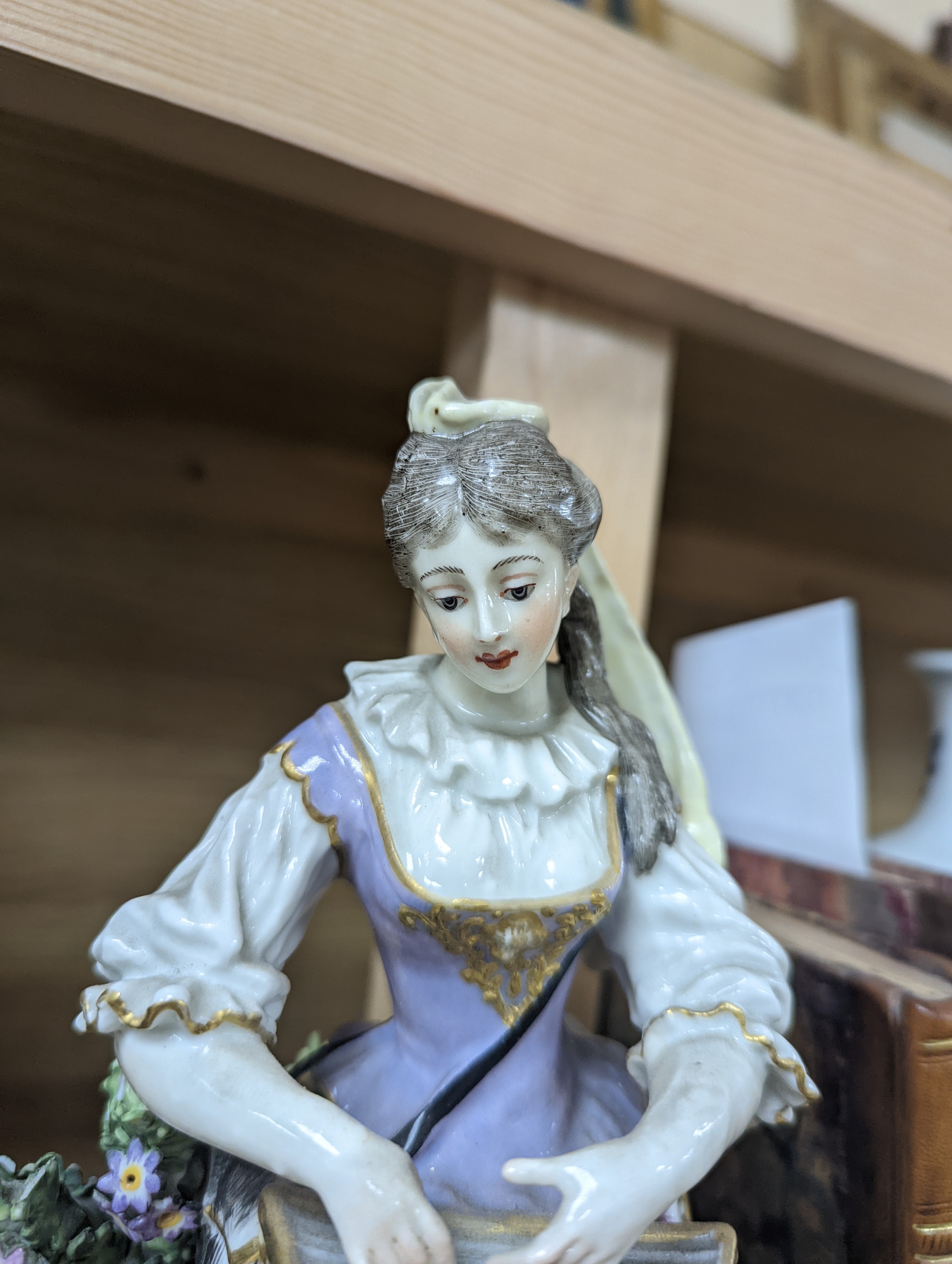 Two Continental porcelain figures, a lady and a gent 27cm